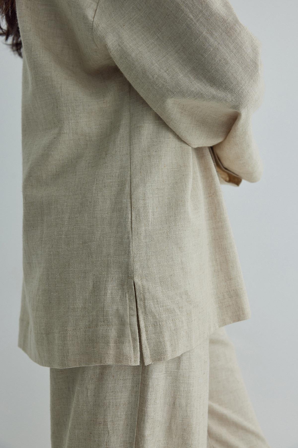 Natürel Kavala Keten Bluz