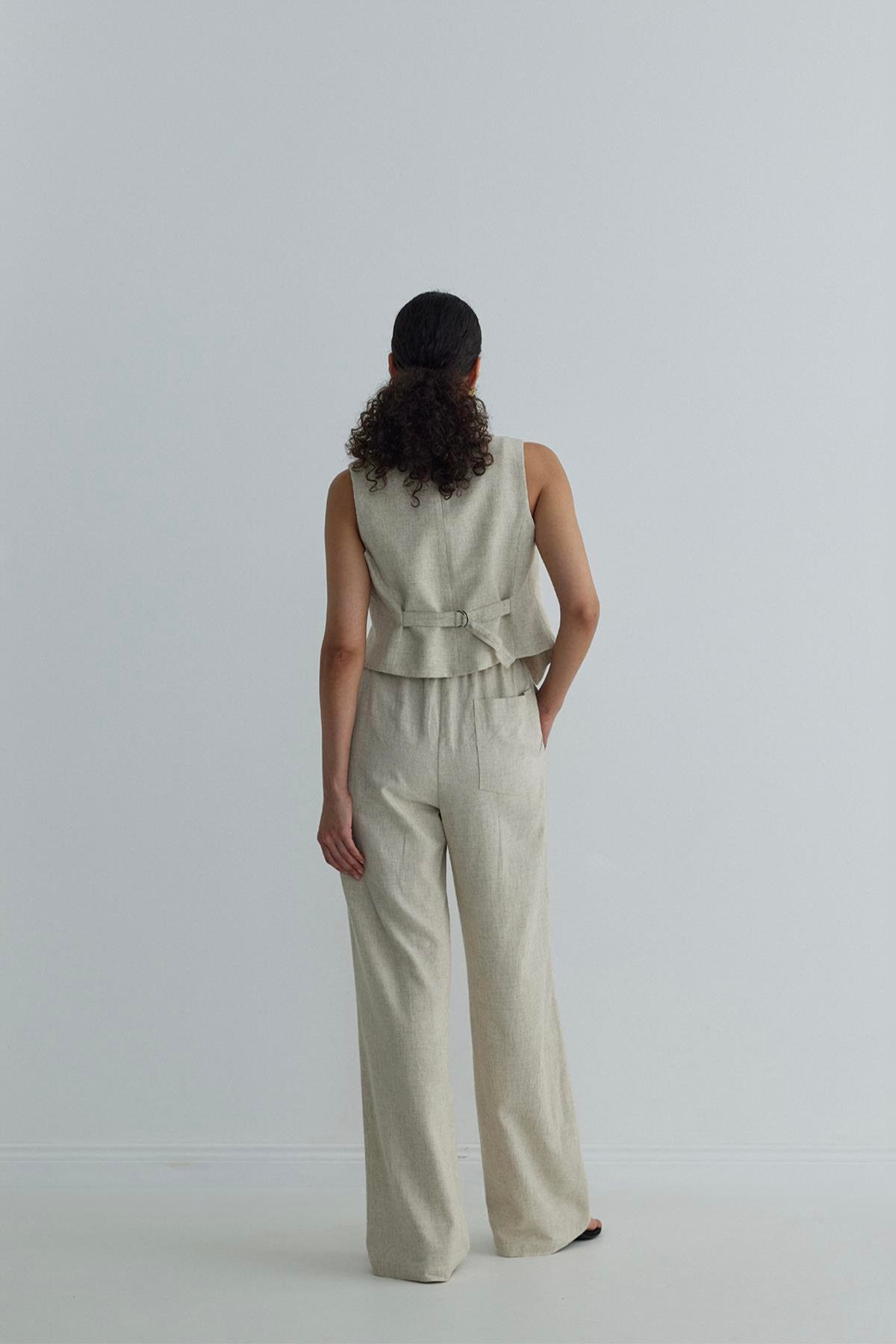 Natürel Portofino Keten Pantolon