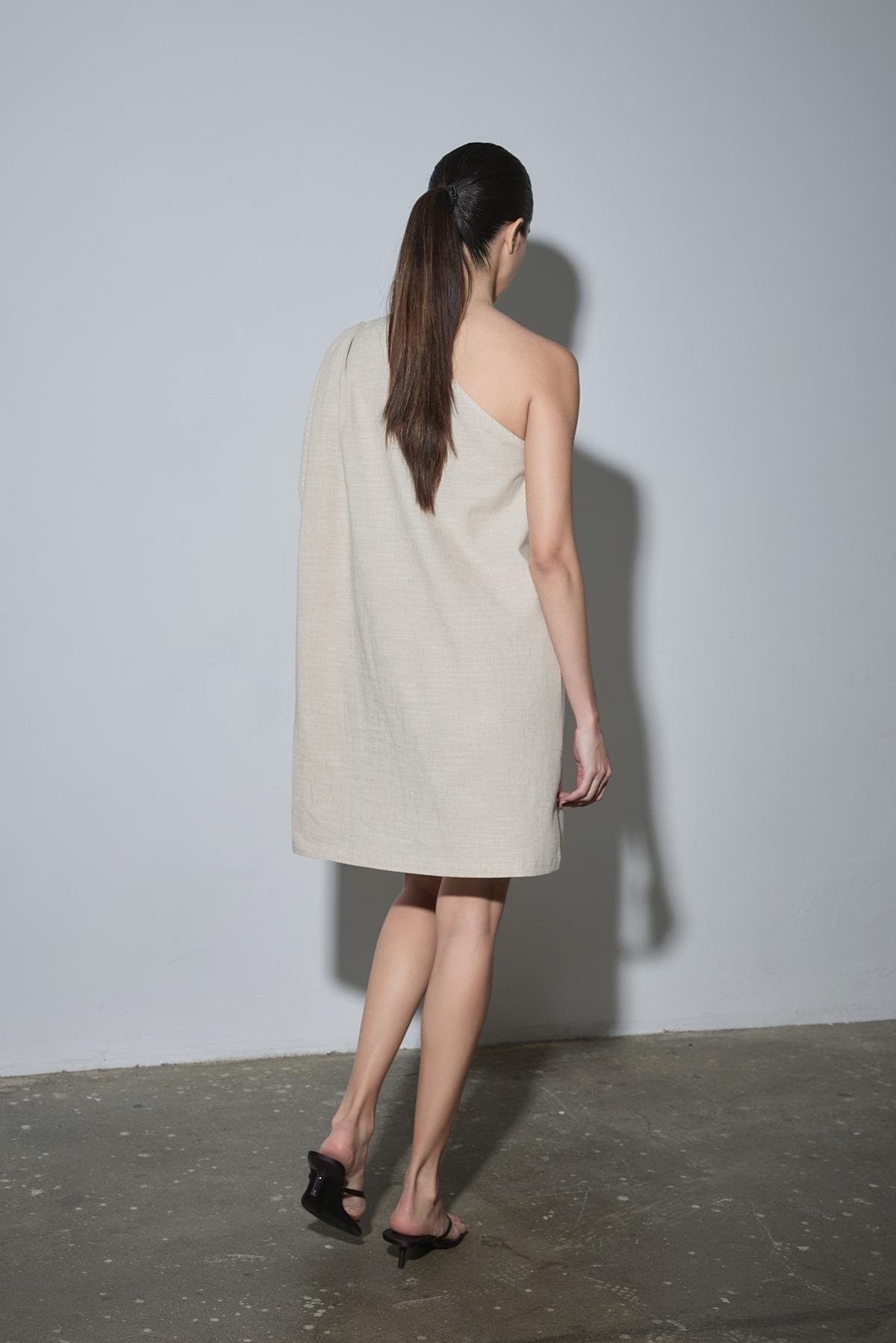 Natürel Zayden Tek Omuzlu Elbise