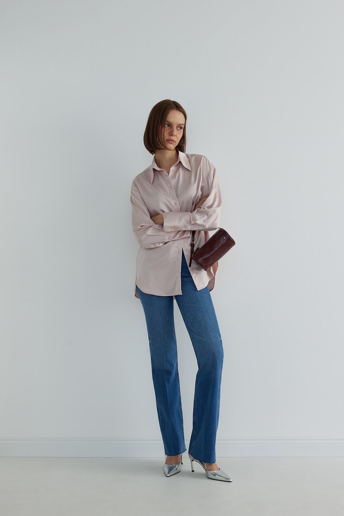 Pudra Naomi Saten Gömlek