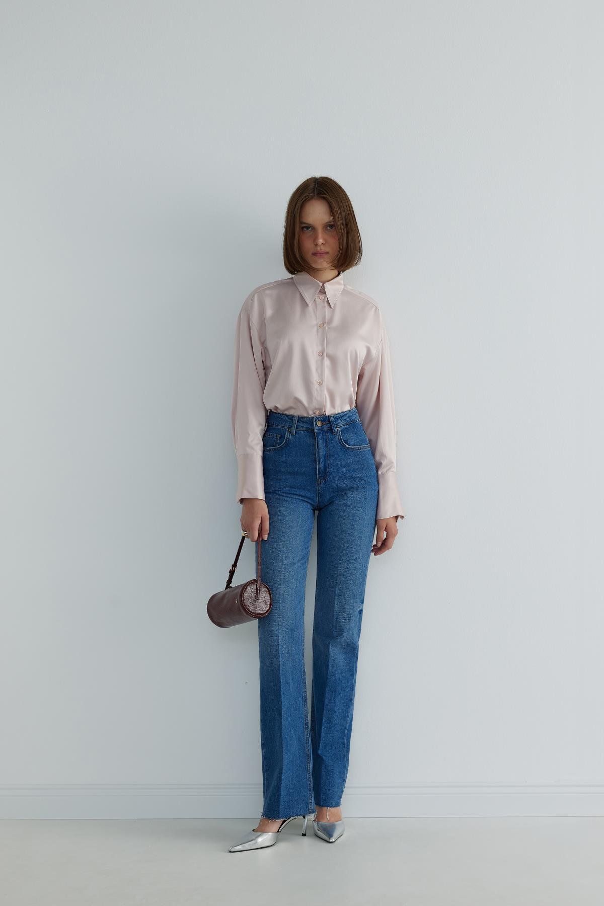 Pudra Naomi Saten Gömlek