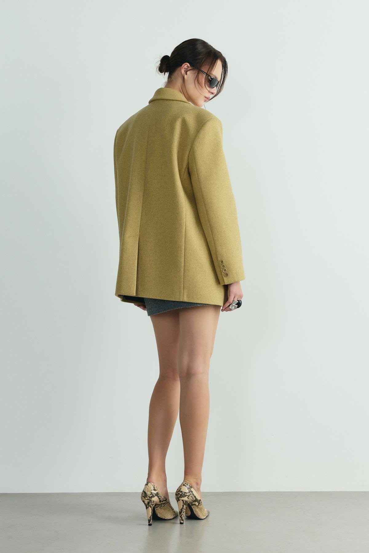 Sarı Gina Kaşe Blazer Ceket