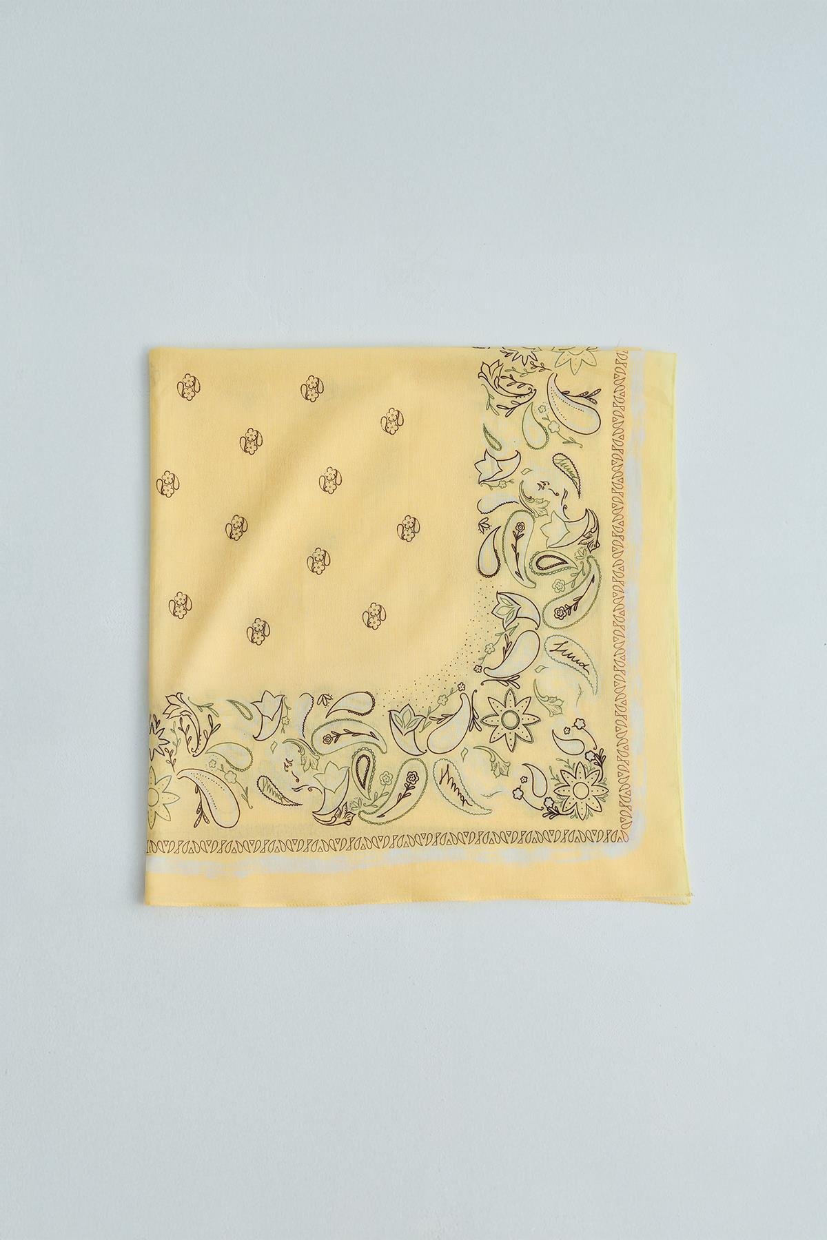 Sarı Kavi Desenli Fular