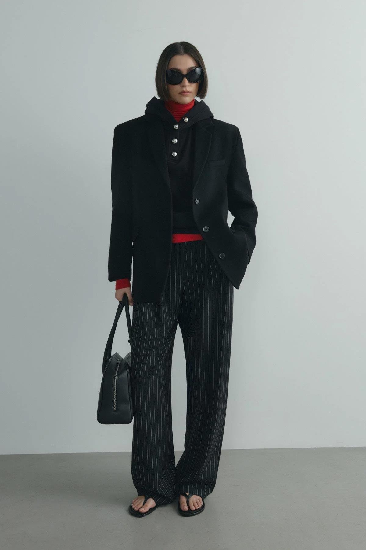 Siyah %100 Yün Blazer Ceket