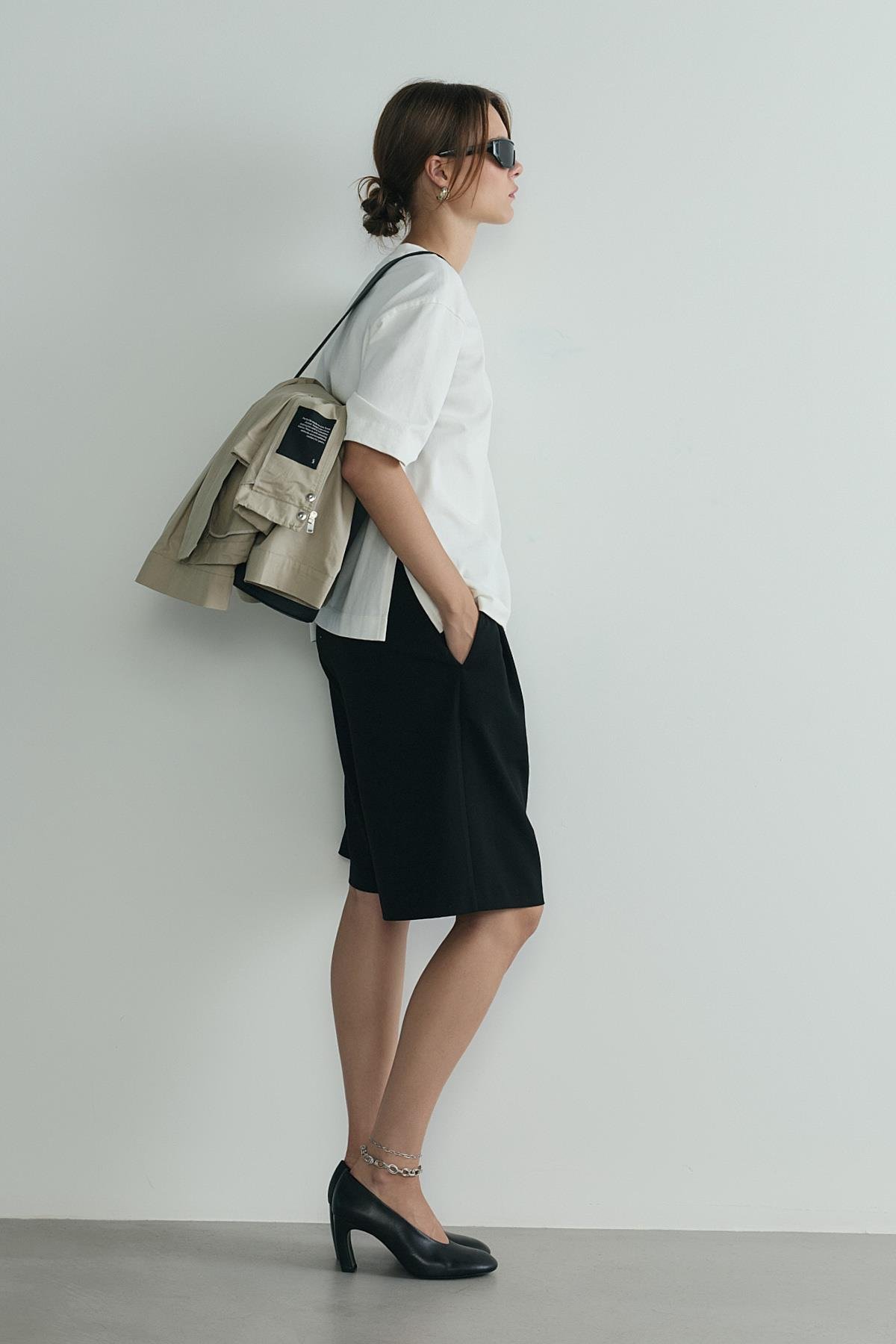 Siyah Bren Bermuda Şort