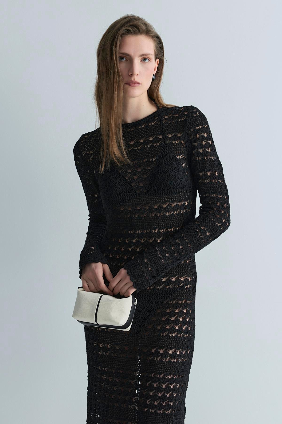 Siyah Claire Ajurlu Elbise