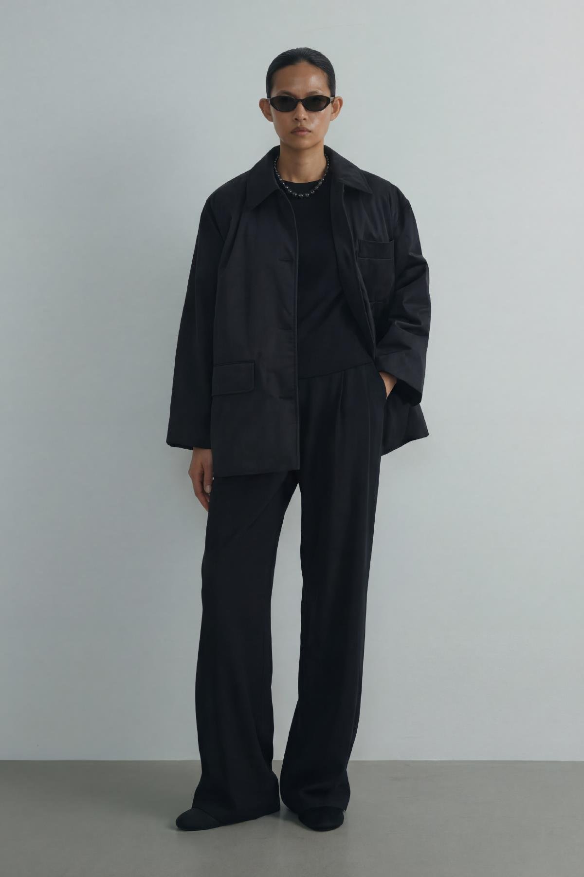 Siyah Cloud Gömlek Yaka Mont