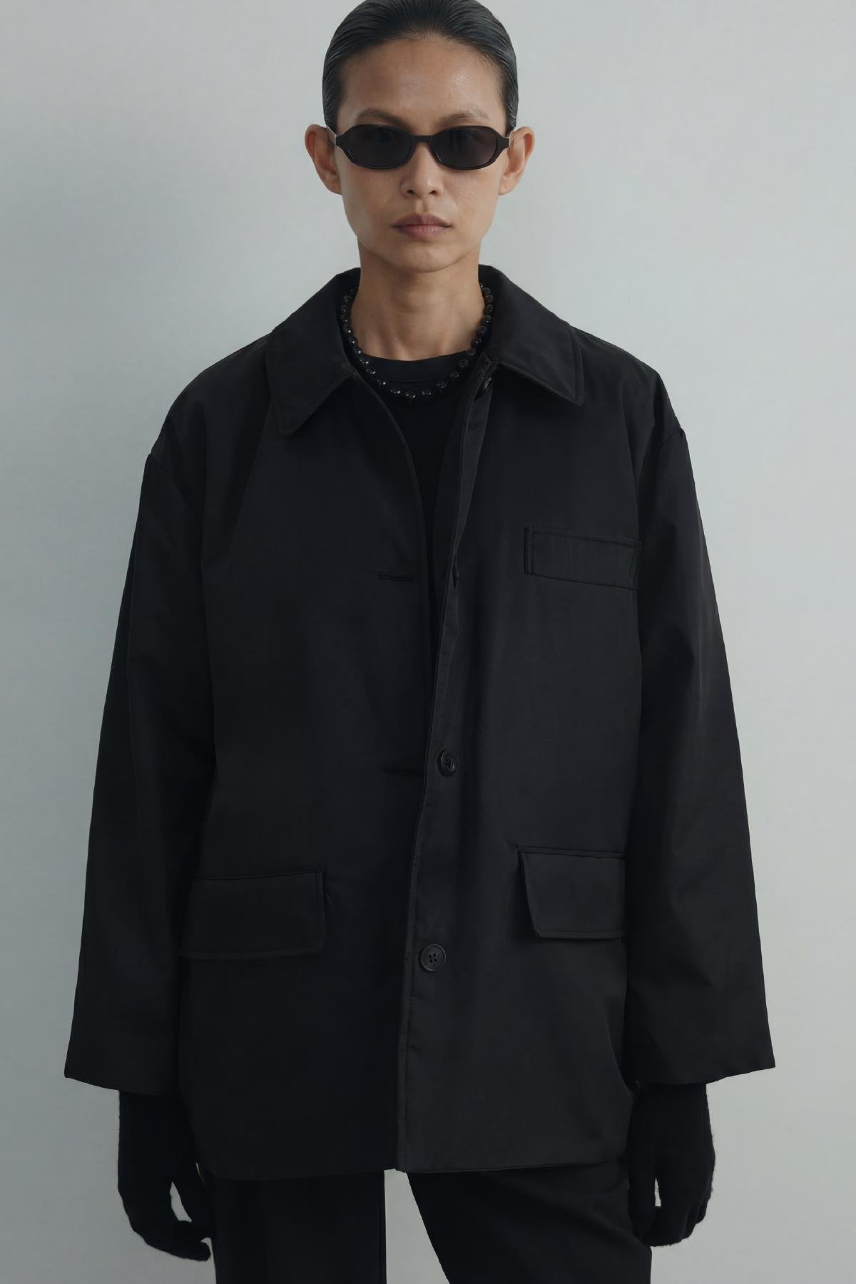 Siyah Cloud Gömlek Yaka Mont