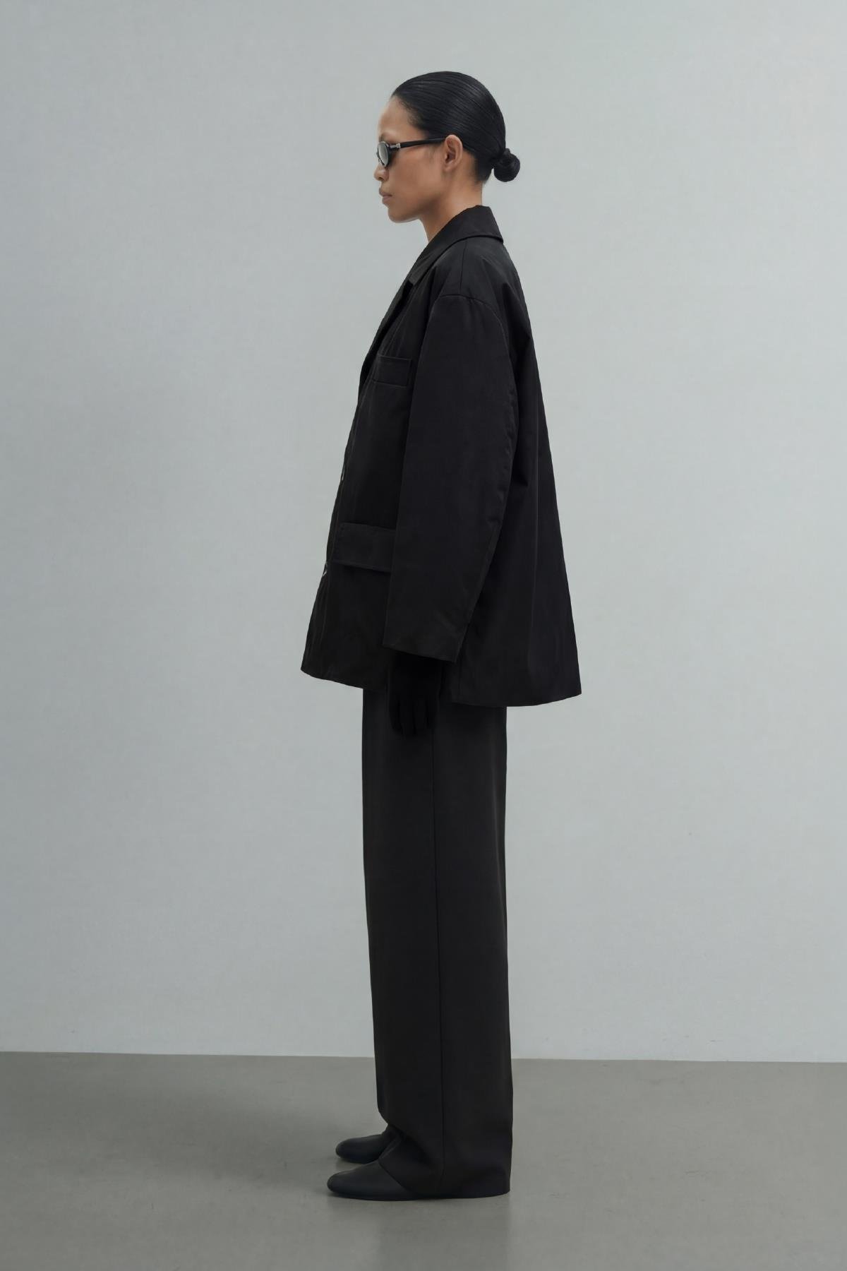 Siyah Cloud Gömlek Yaka Mont