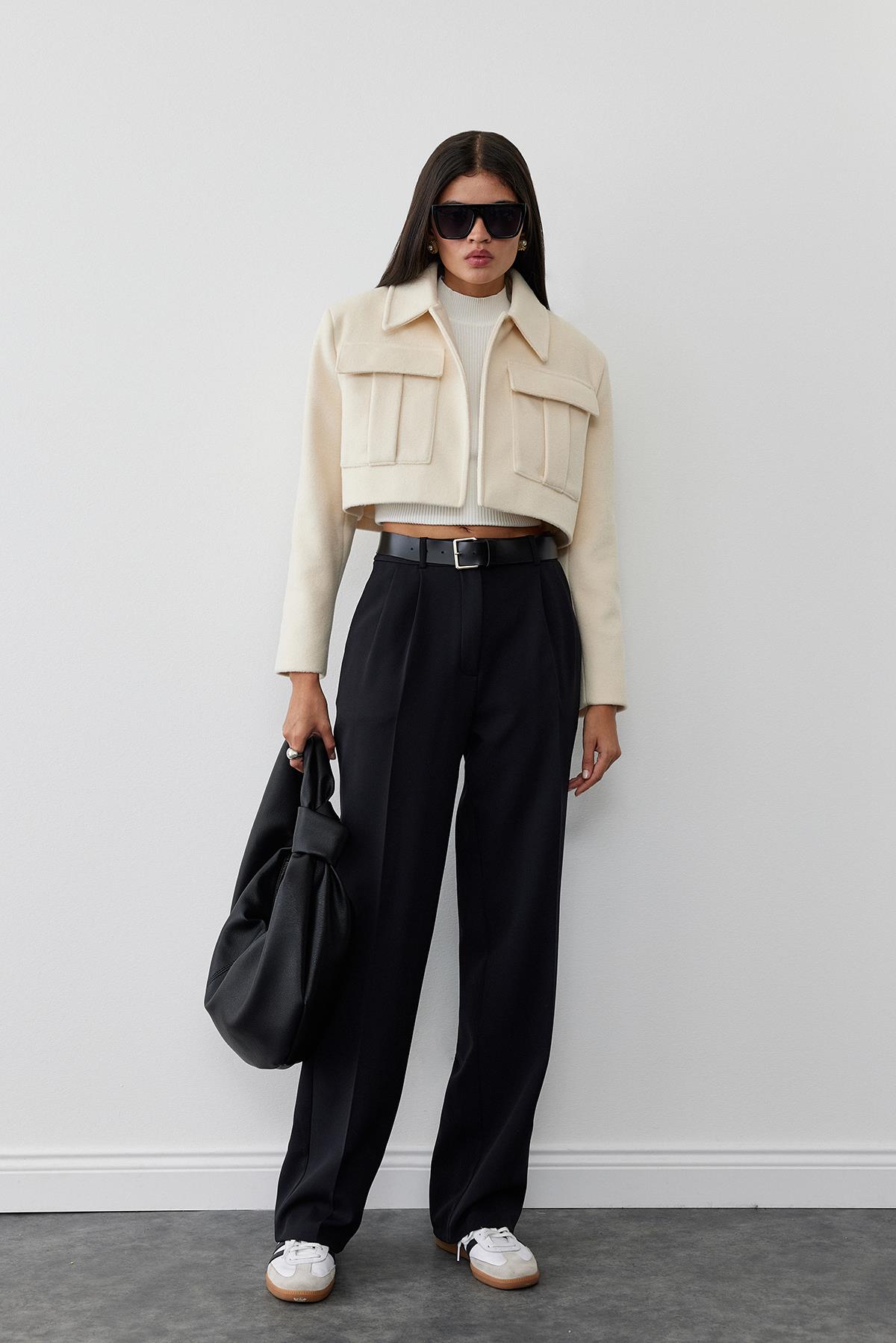 Siyah Daily Straight Kumaş Pantolon