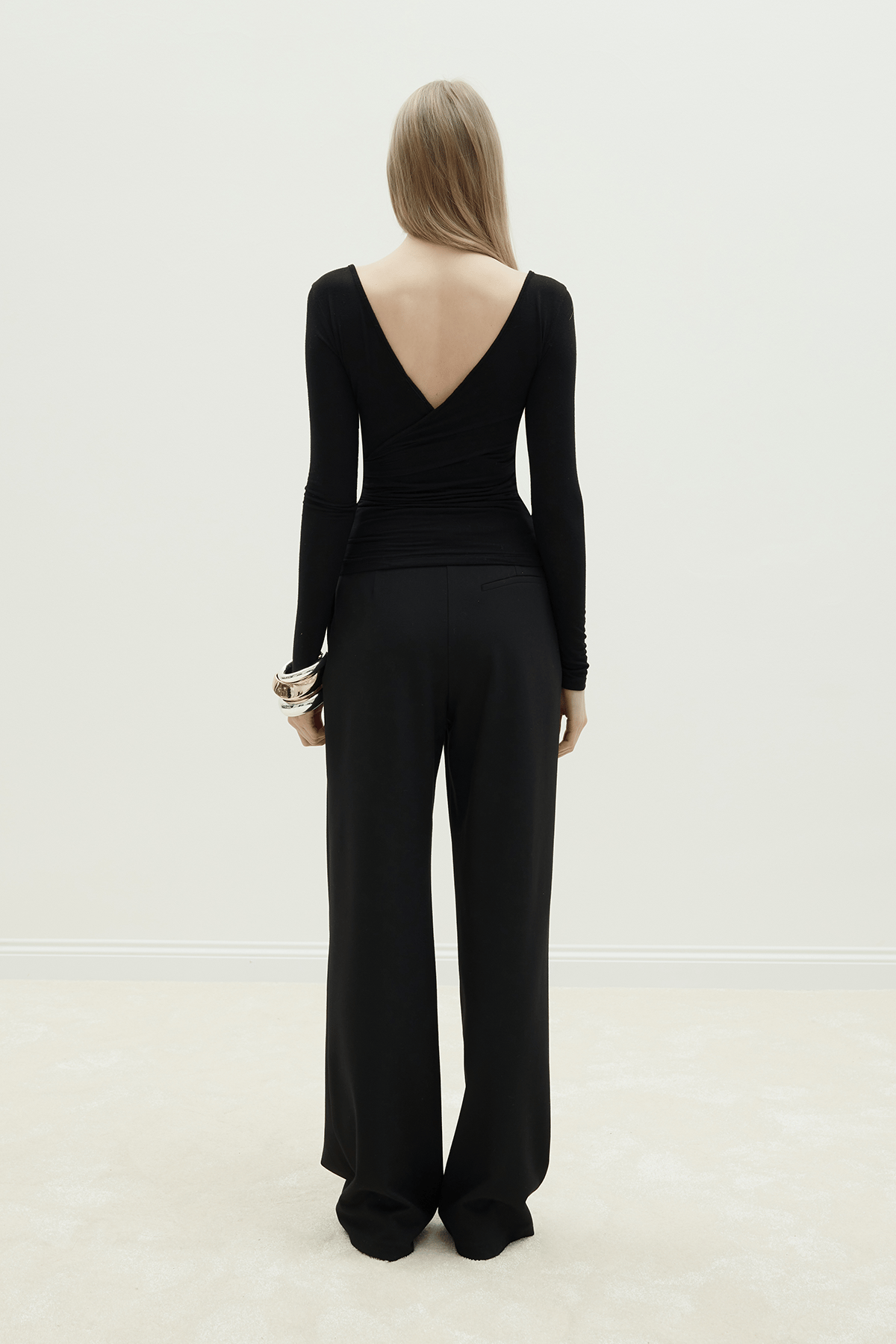 Siyah Dalie Pileli Pantolon