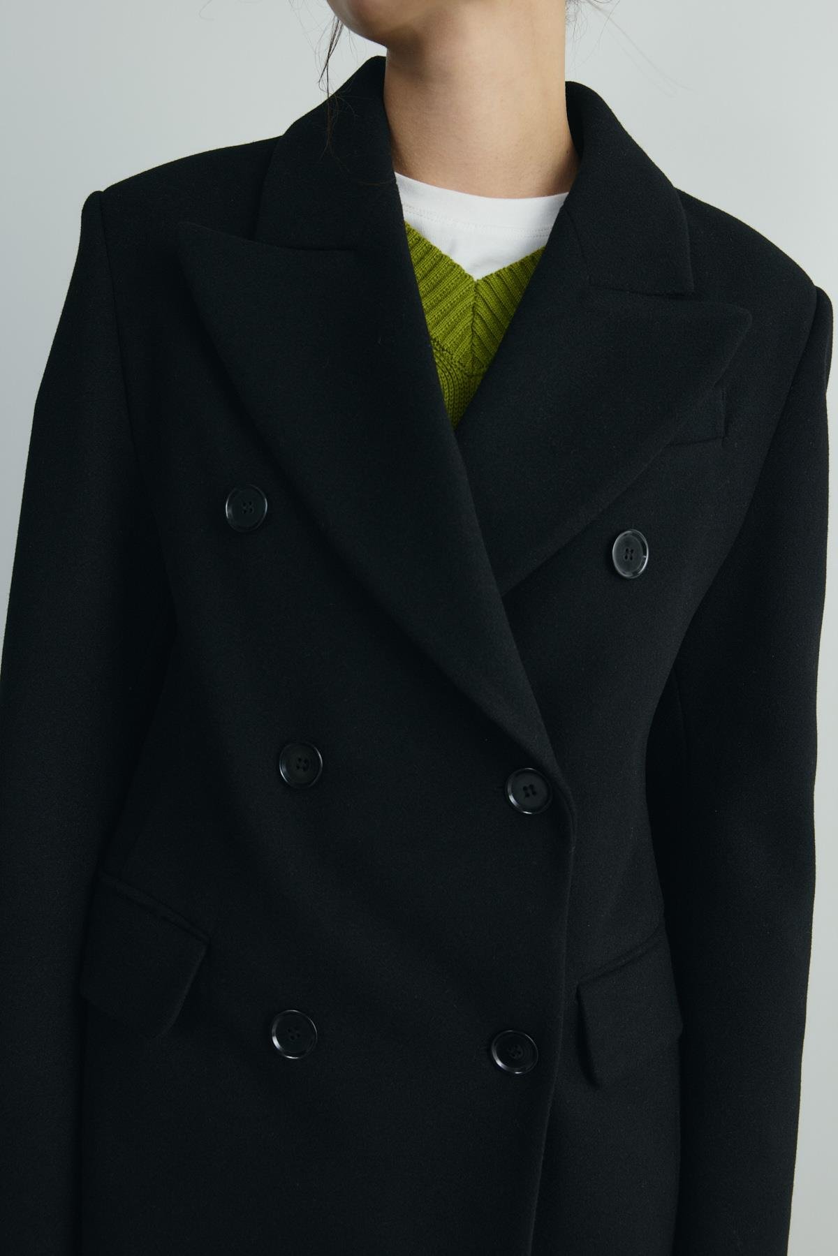 Siyah Edge Kruvaze Kaban