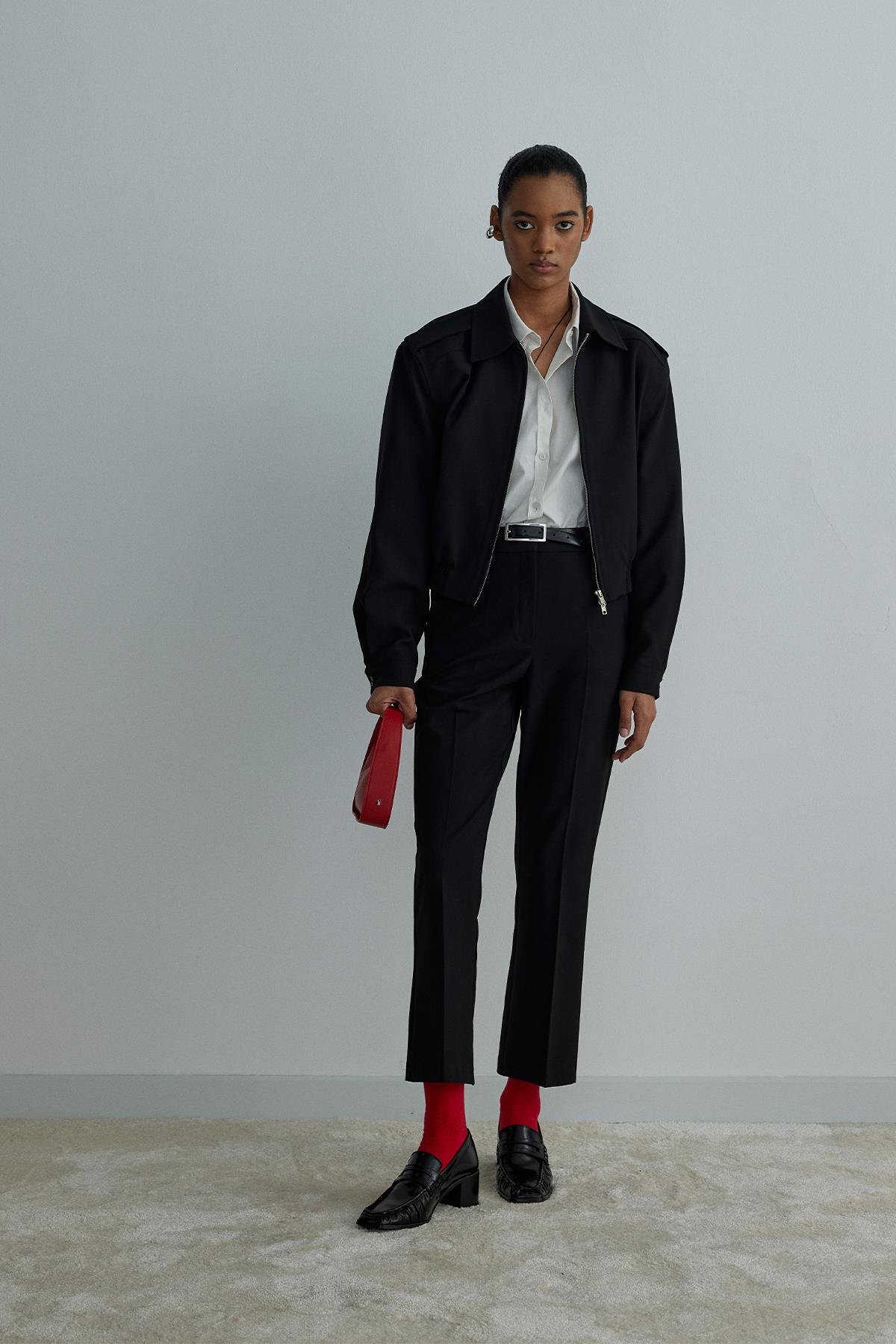 Black Ankle Flare Trousers