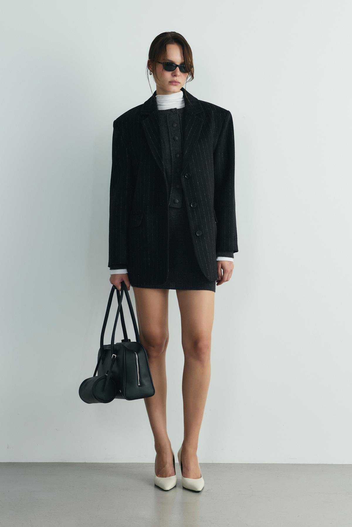 Siyah Gina Kaşe Blazer Ceket