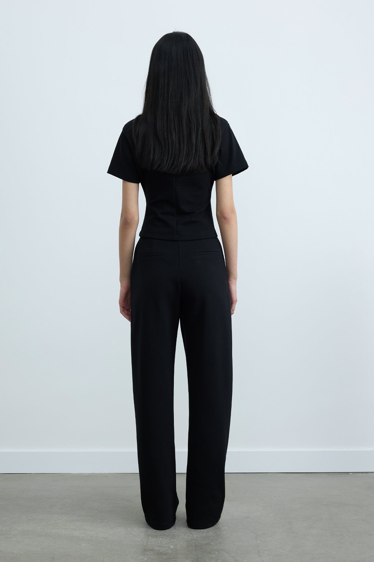 Siyah Jane Bol Paça Pantolon