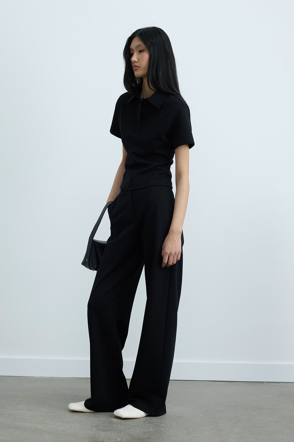 Siyah Jane Bol Paça Pantolon