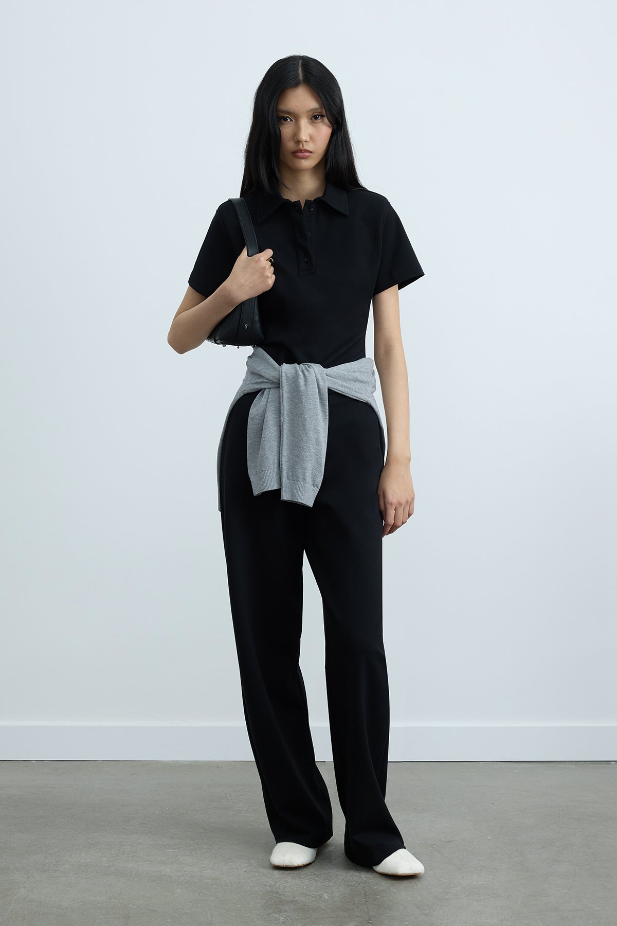 Siyah Jane Bol Paça Pantolon