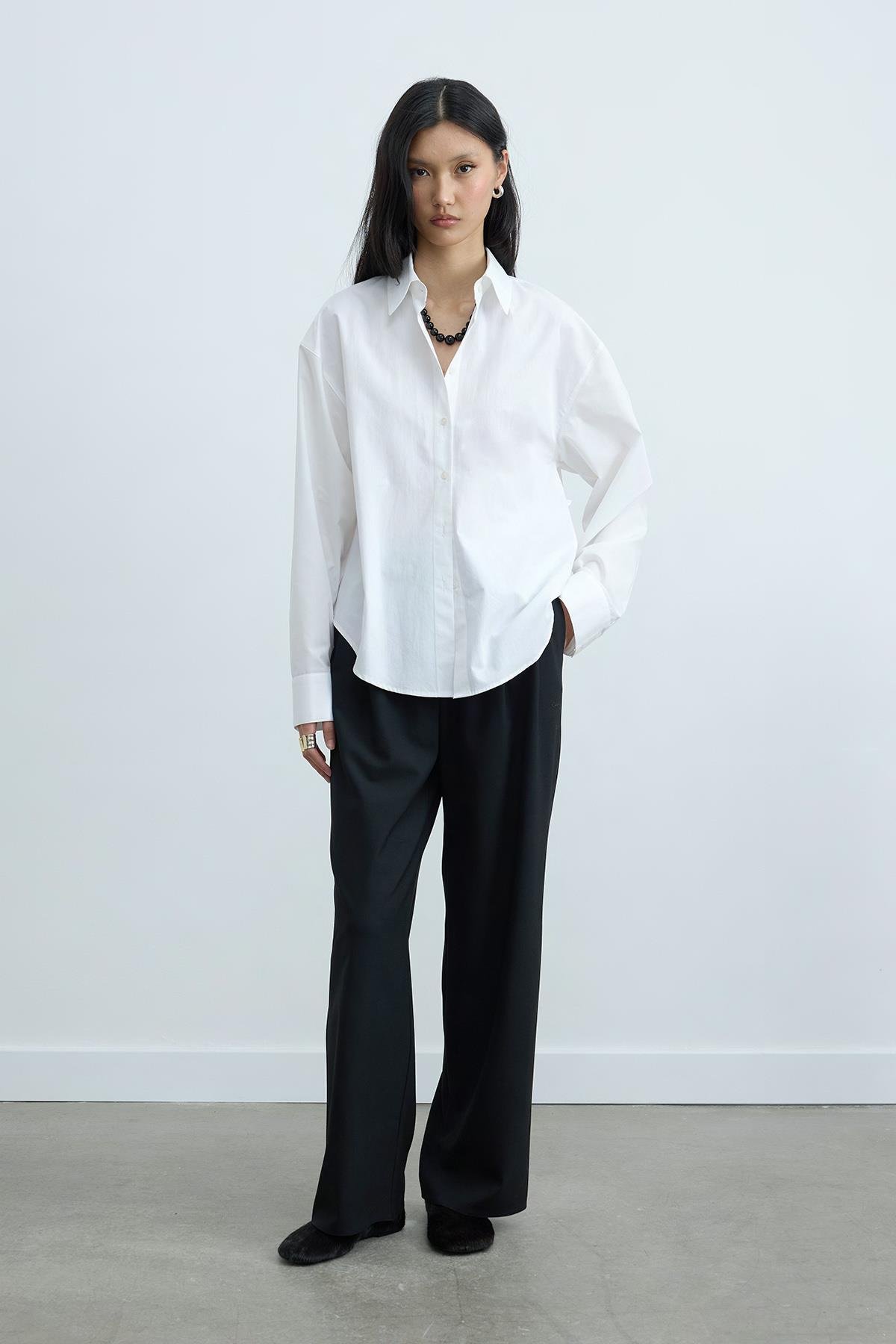 Siyah Janet Bol Paça Pantolon