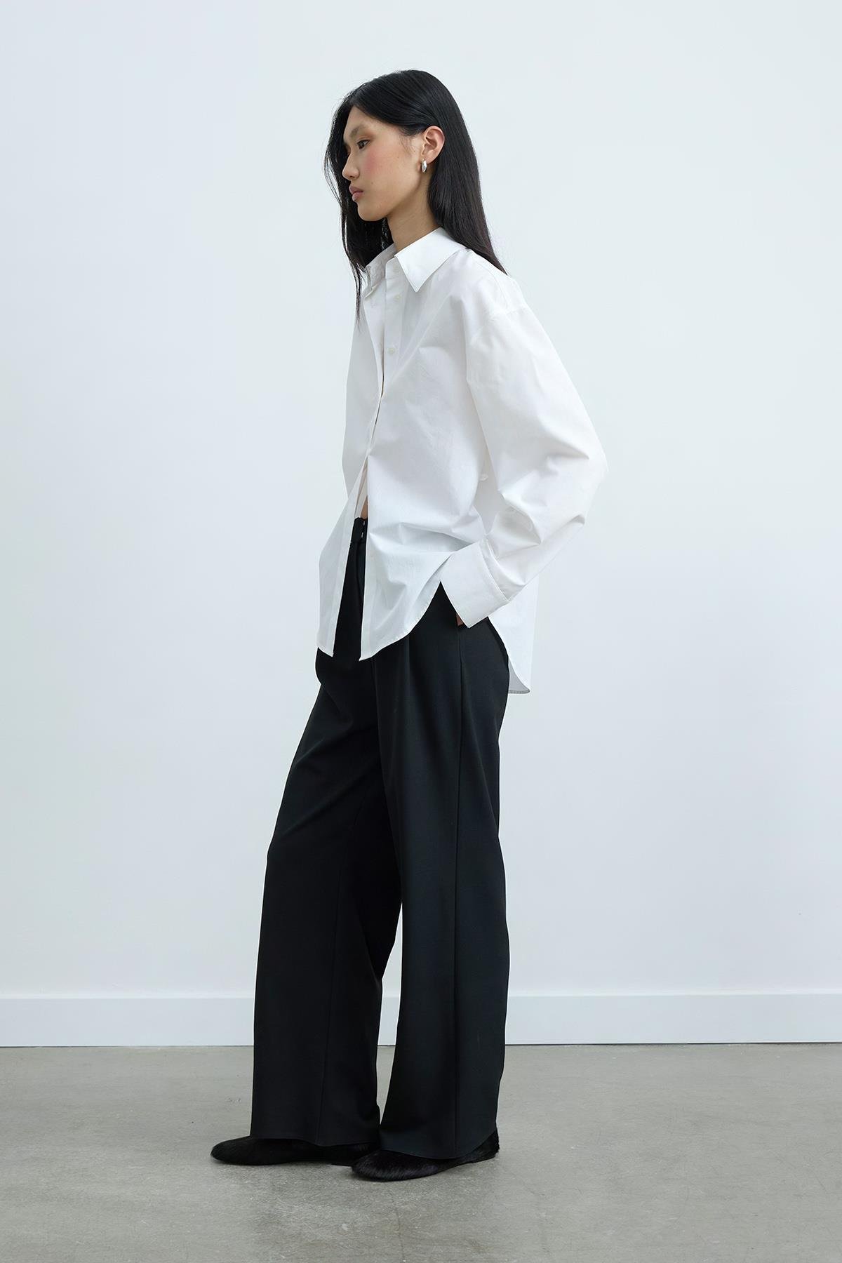 Siyah Janet Bol Paça Pantolon