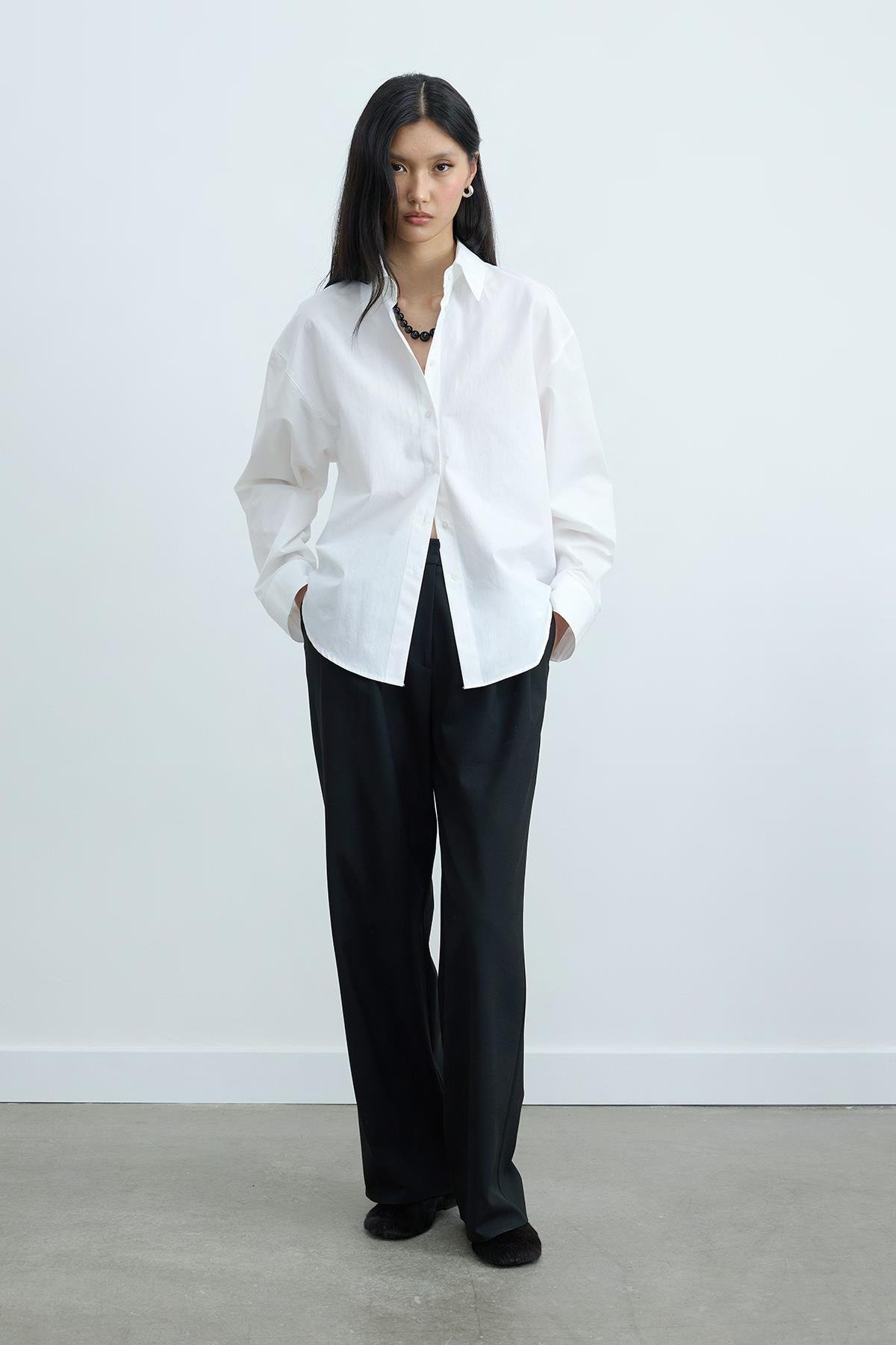 Siyah Janet Bol Paça Pantolon