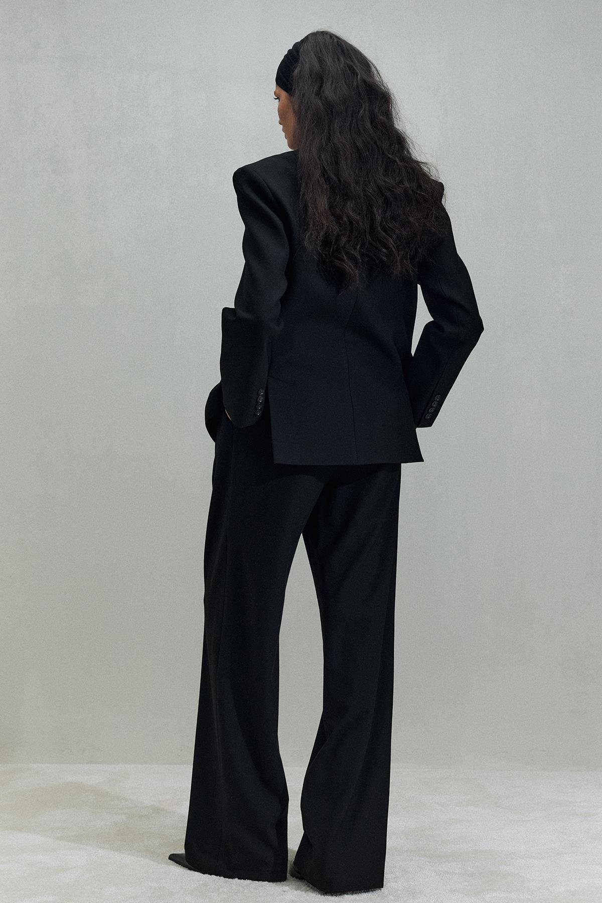 Siyah Janet Kruvaze Blazer Ceket