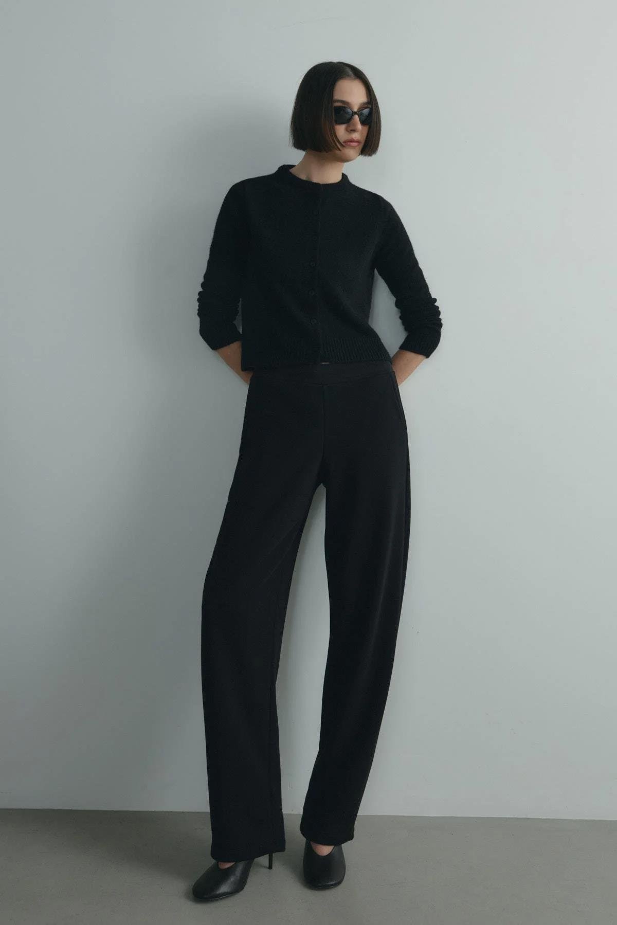 Siyah Jenny Düğmeli Hırka