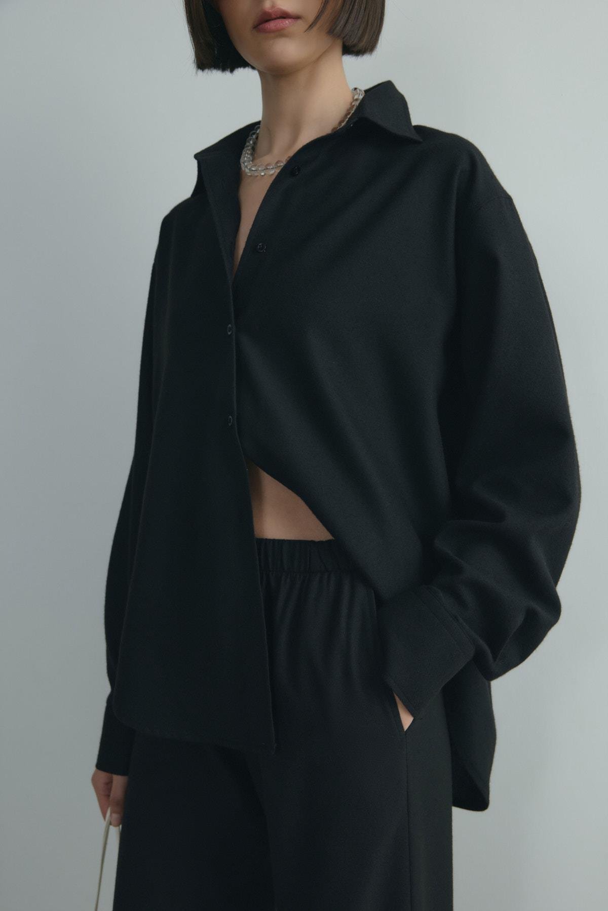 Siyah Jil Pamuklu Basic Gömlek