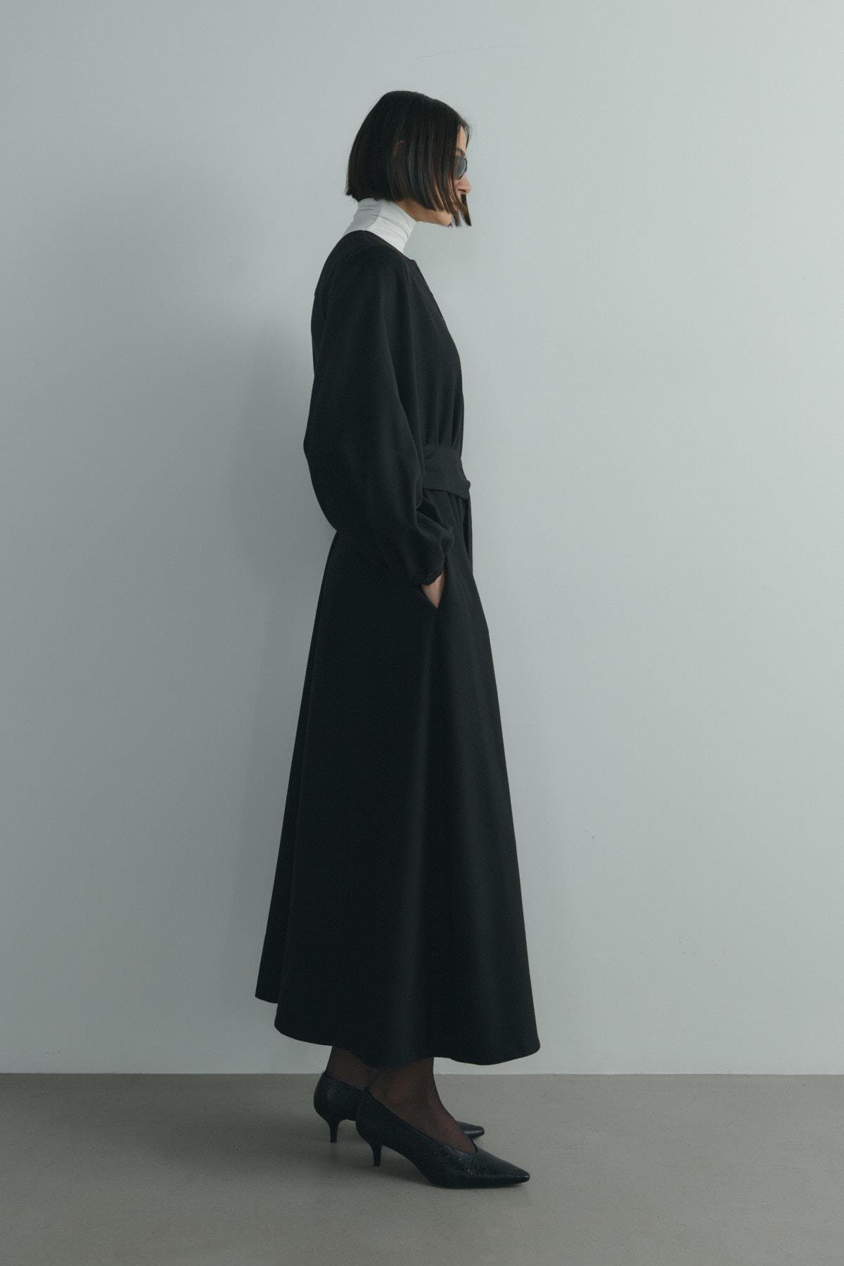 Siyah Kaia Düğmeli Maxi Elbise