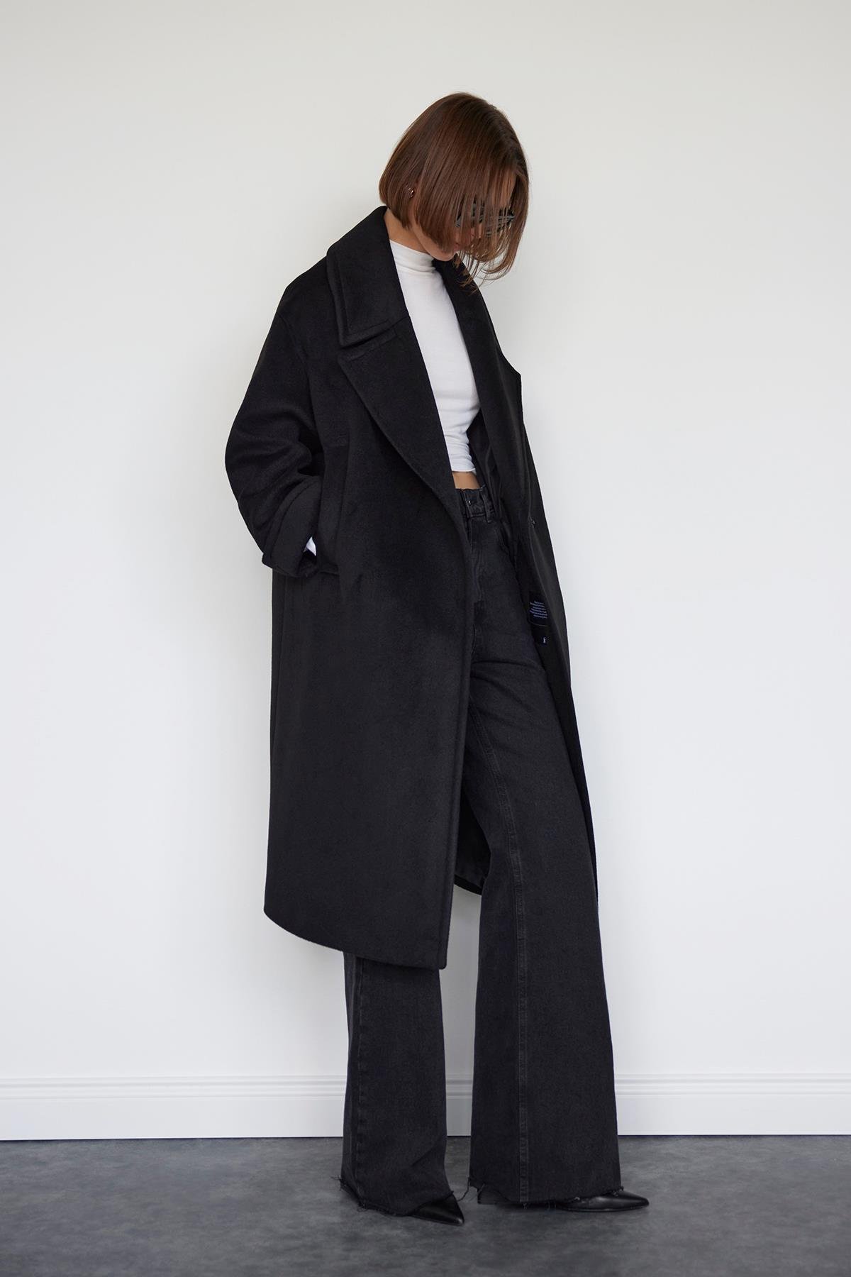 Kane Manşetli Maxi Kaban