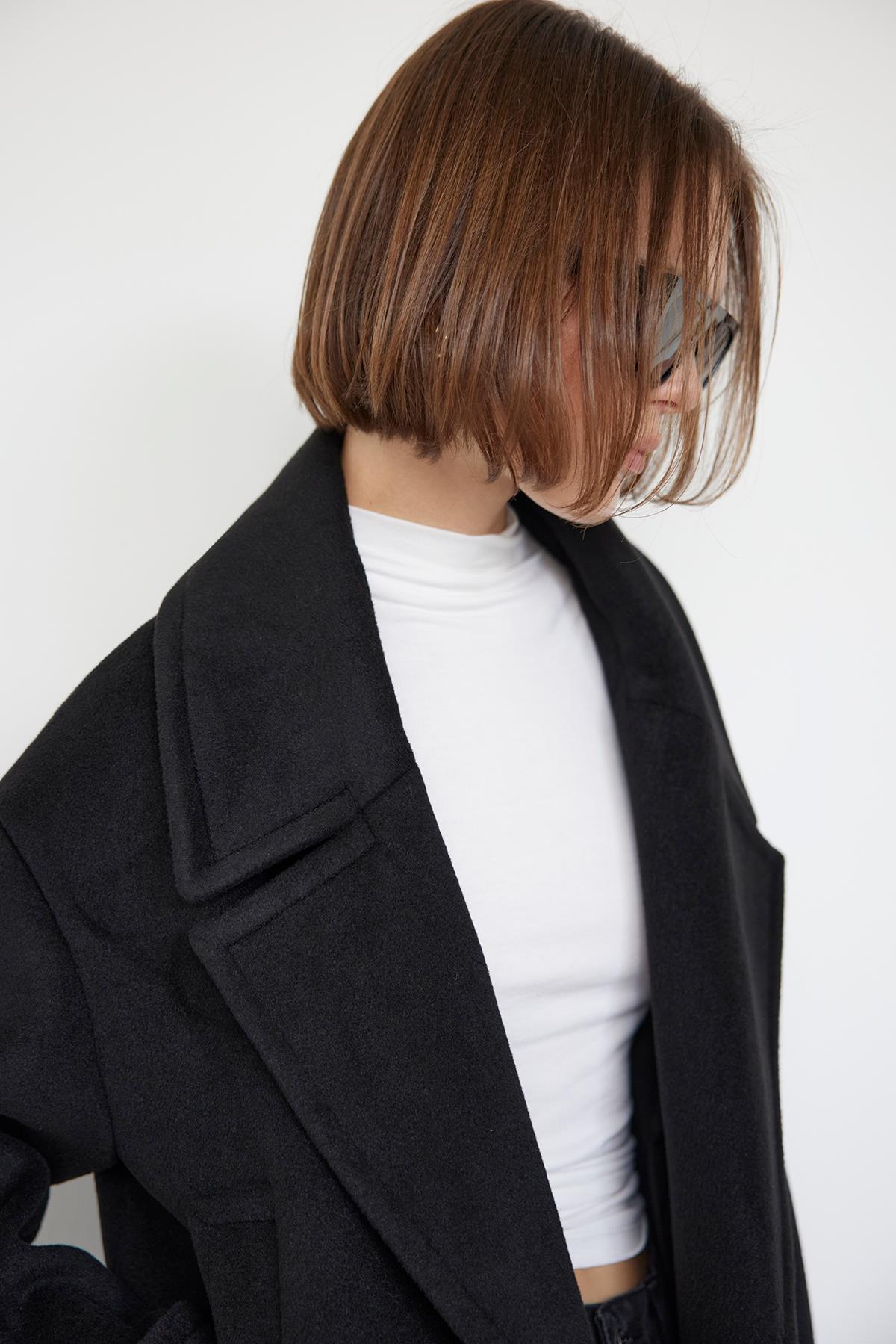 Kane Manşetli Maxi Kaban