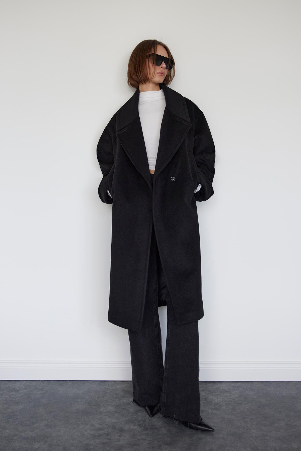 Kane Manşetli Maxi Kaban