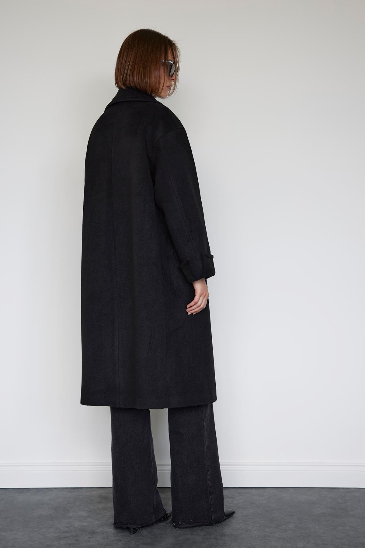 Kane Manşetli Maxi Kaban