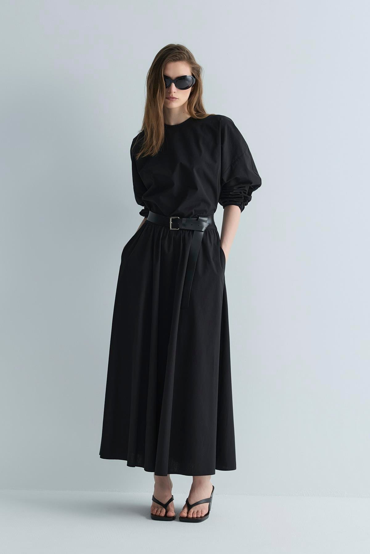 Siyah Lara Kloş Etek