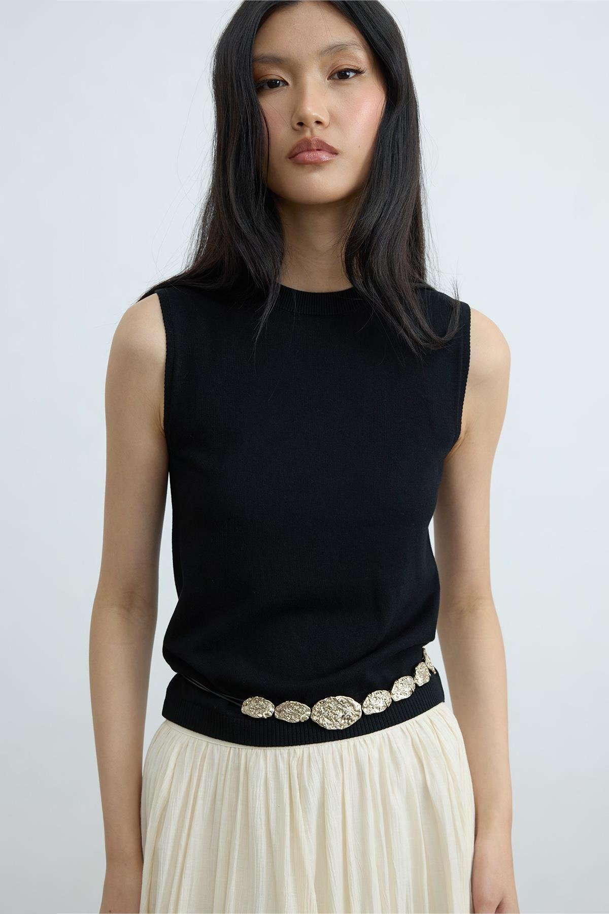 Siyah Lea Triko Bluz