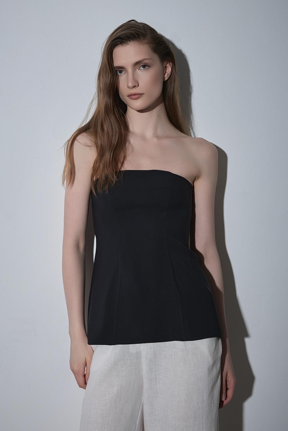 Siyah Lena Straplez Bluz