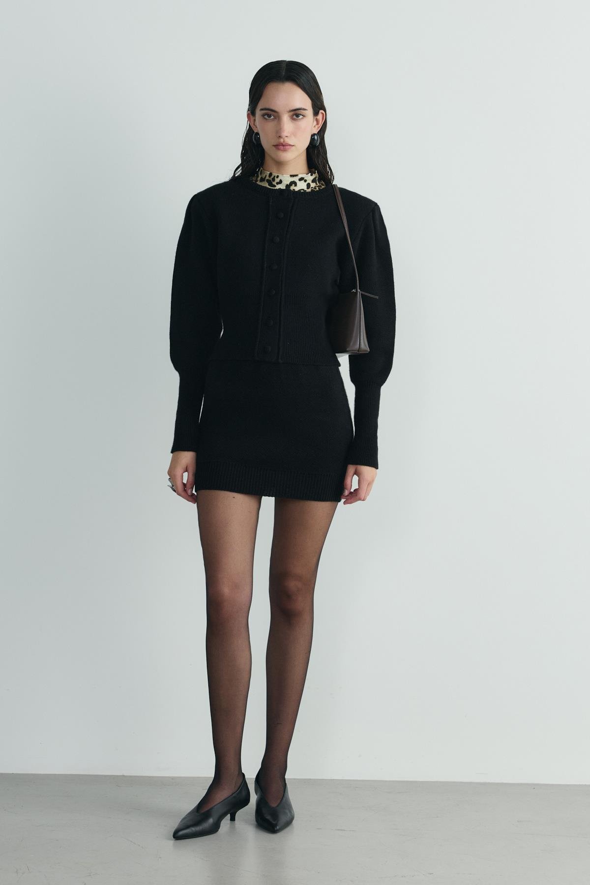 Siyah Lucy Triko Mini Etek