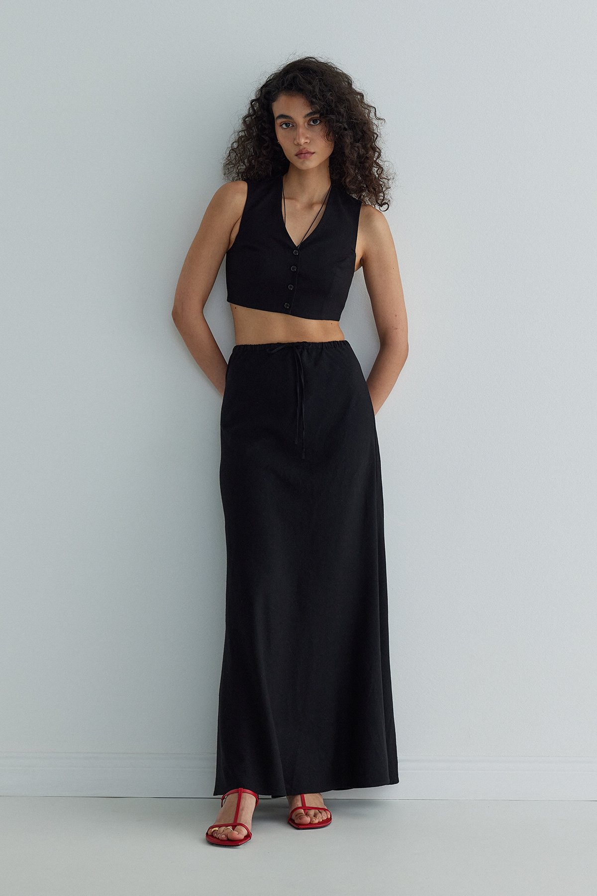 Merve Linen Maxi Skirt