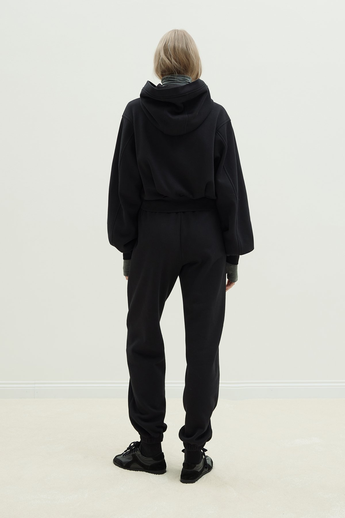 Siyah Mila Oversize Fermuarlı Hırka