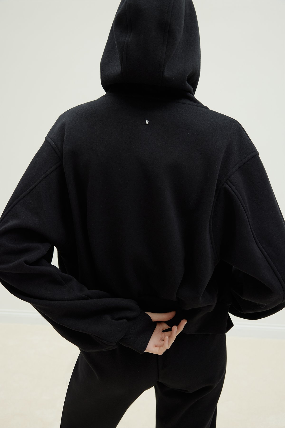 Siyah Mila Oversize Fermuarlı Hırka