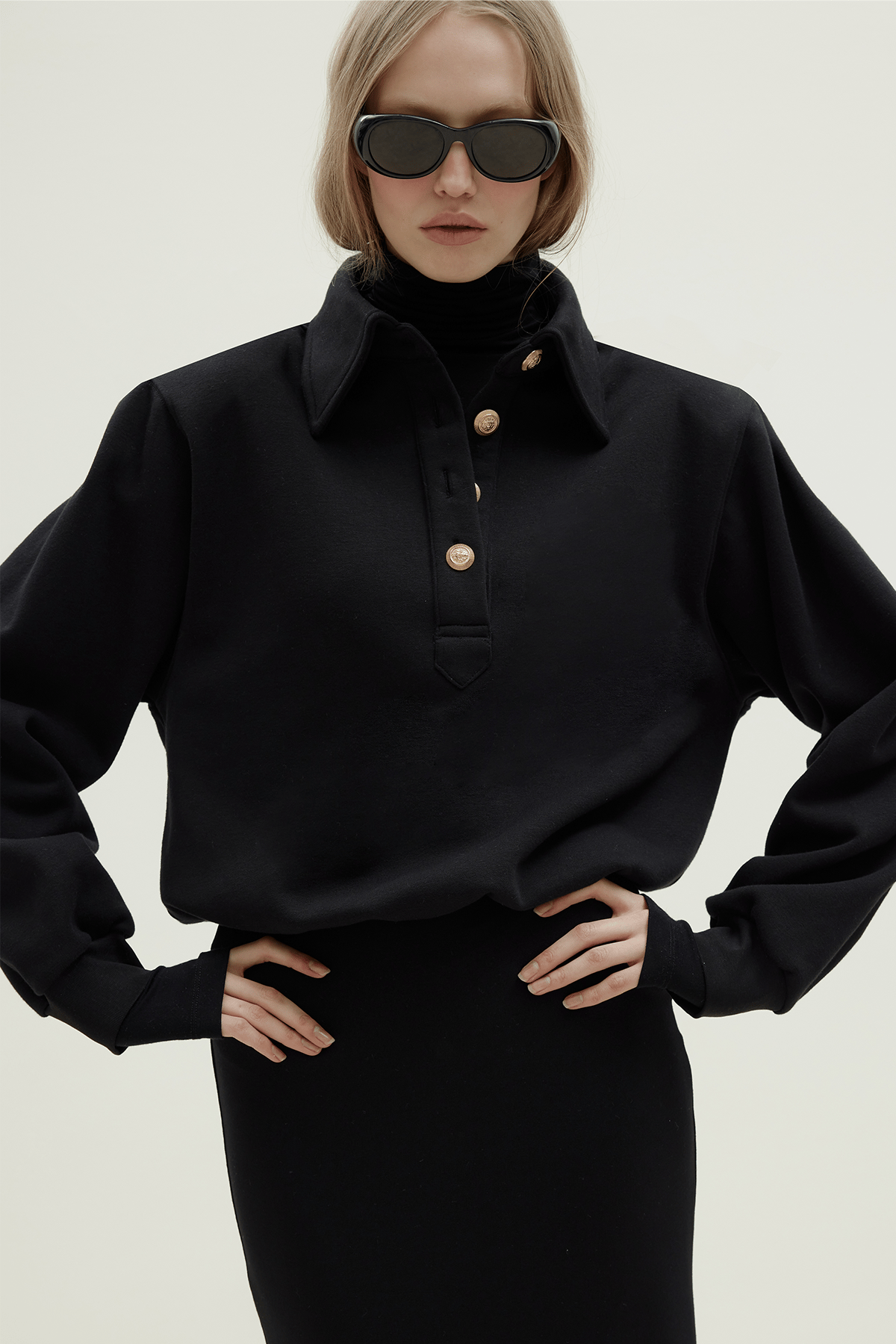 Mimi Sweatshirt With Gold Buttoned