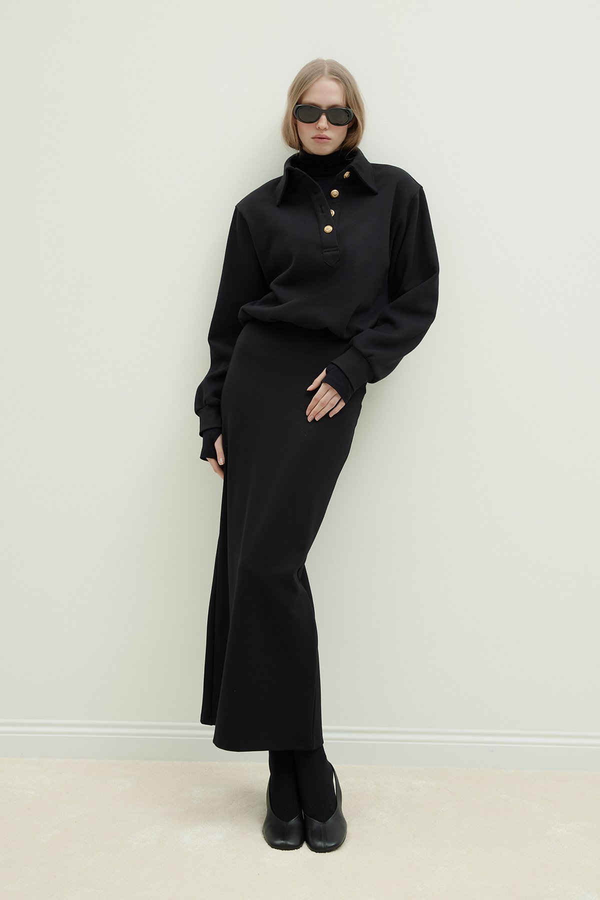 Mimi Sweatshirt With Gold Buttoned