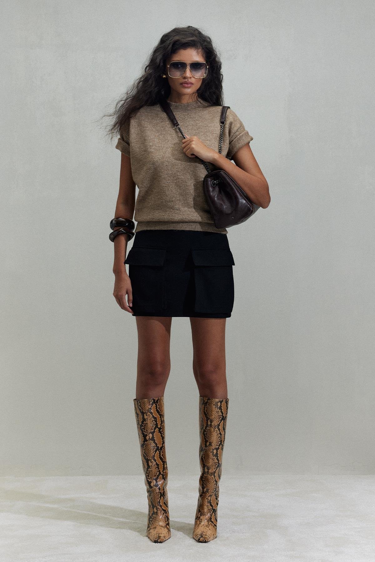 Siyah Mina Kargo Etek