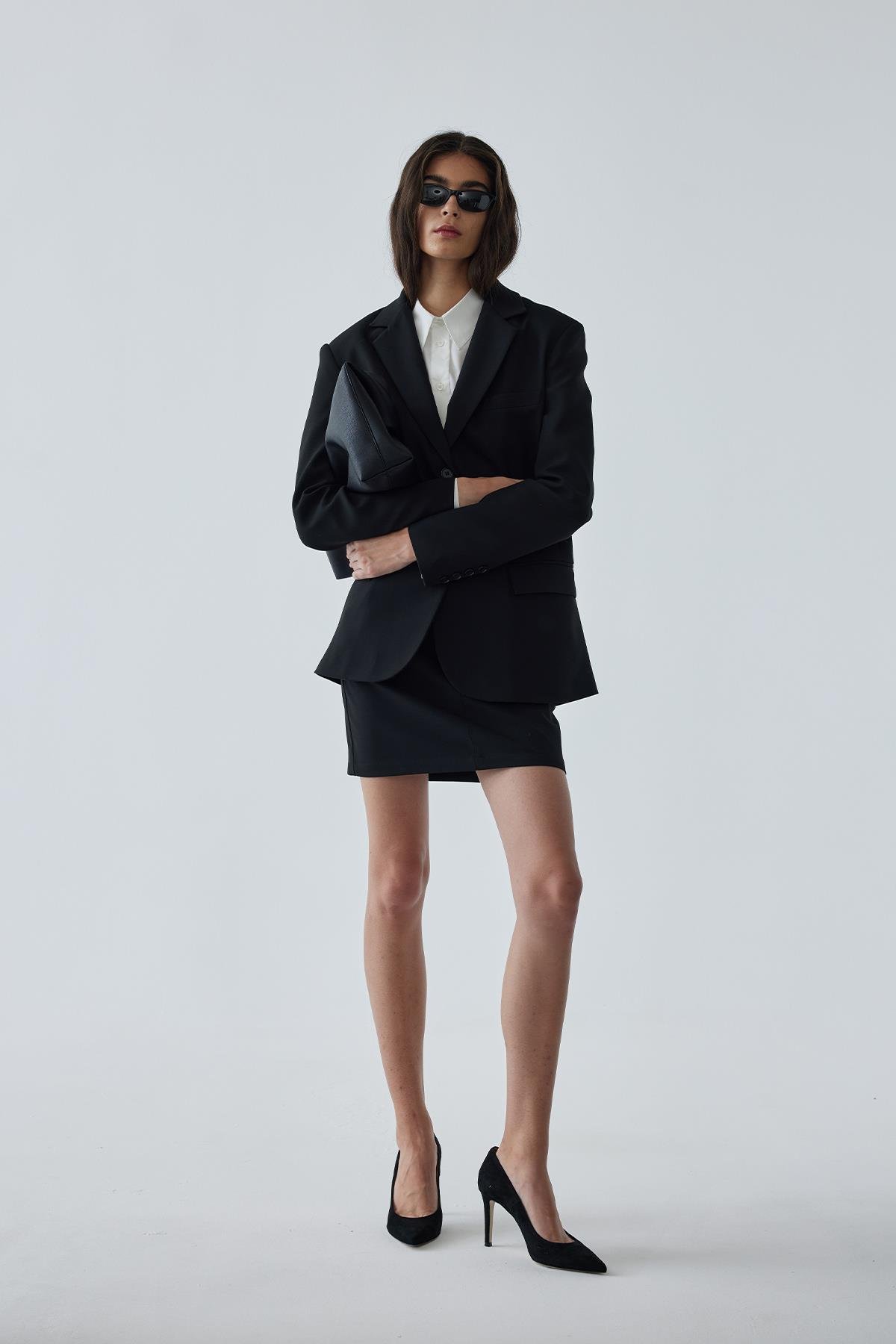 Siyah Mina Mini Etek