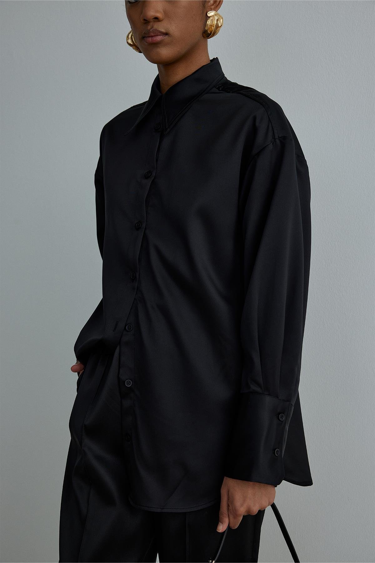 Black Naomi Satin Shirt