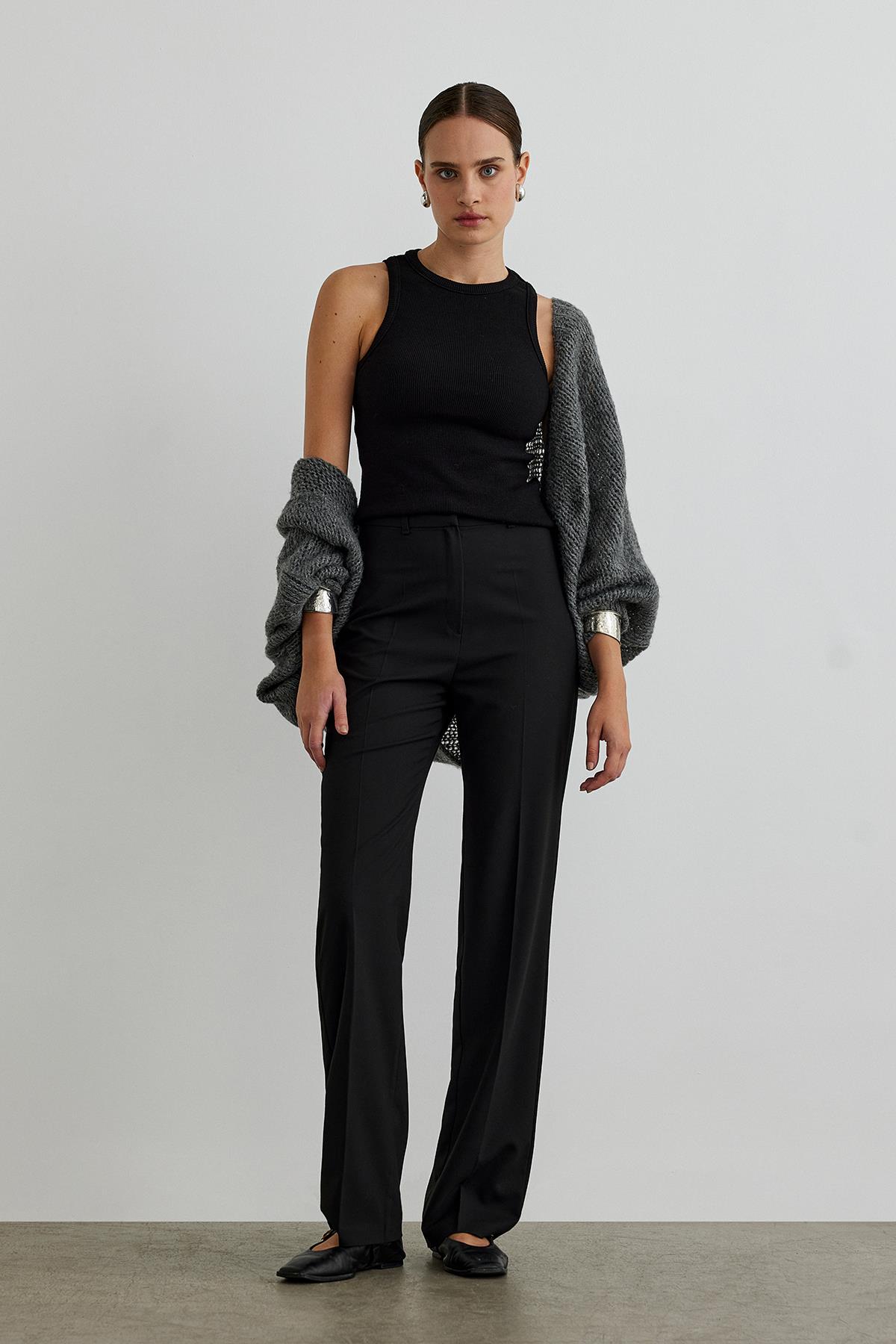 Siyah Oli Fitilli Bisiklet Yaka Top