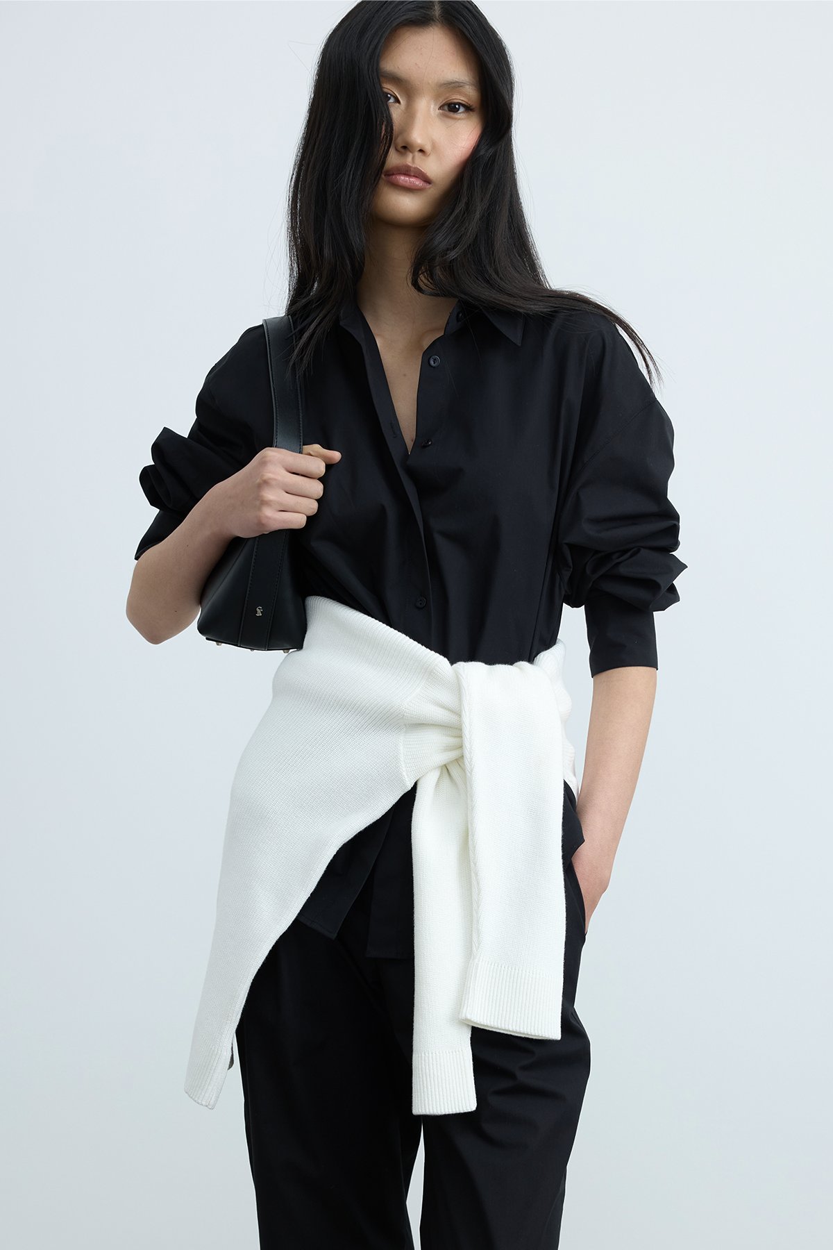 Siyah Page Oversize Gömlek