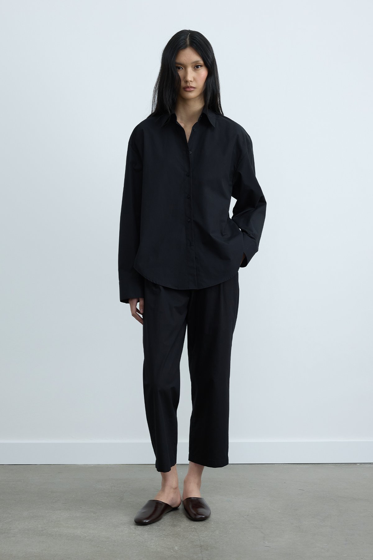 Siyah Page Oversize Gömlek