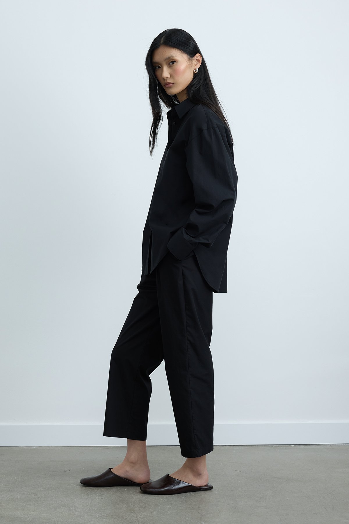 Siyah Page Oversize Gömlek