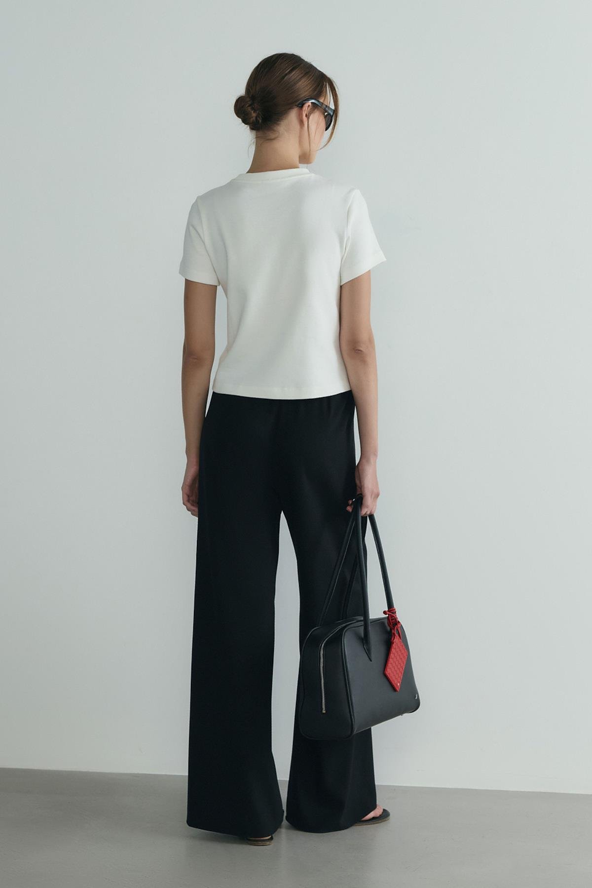 Siyah Pol Krep Pantolon