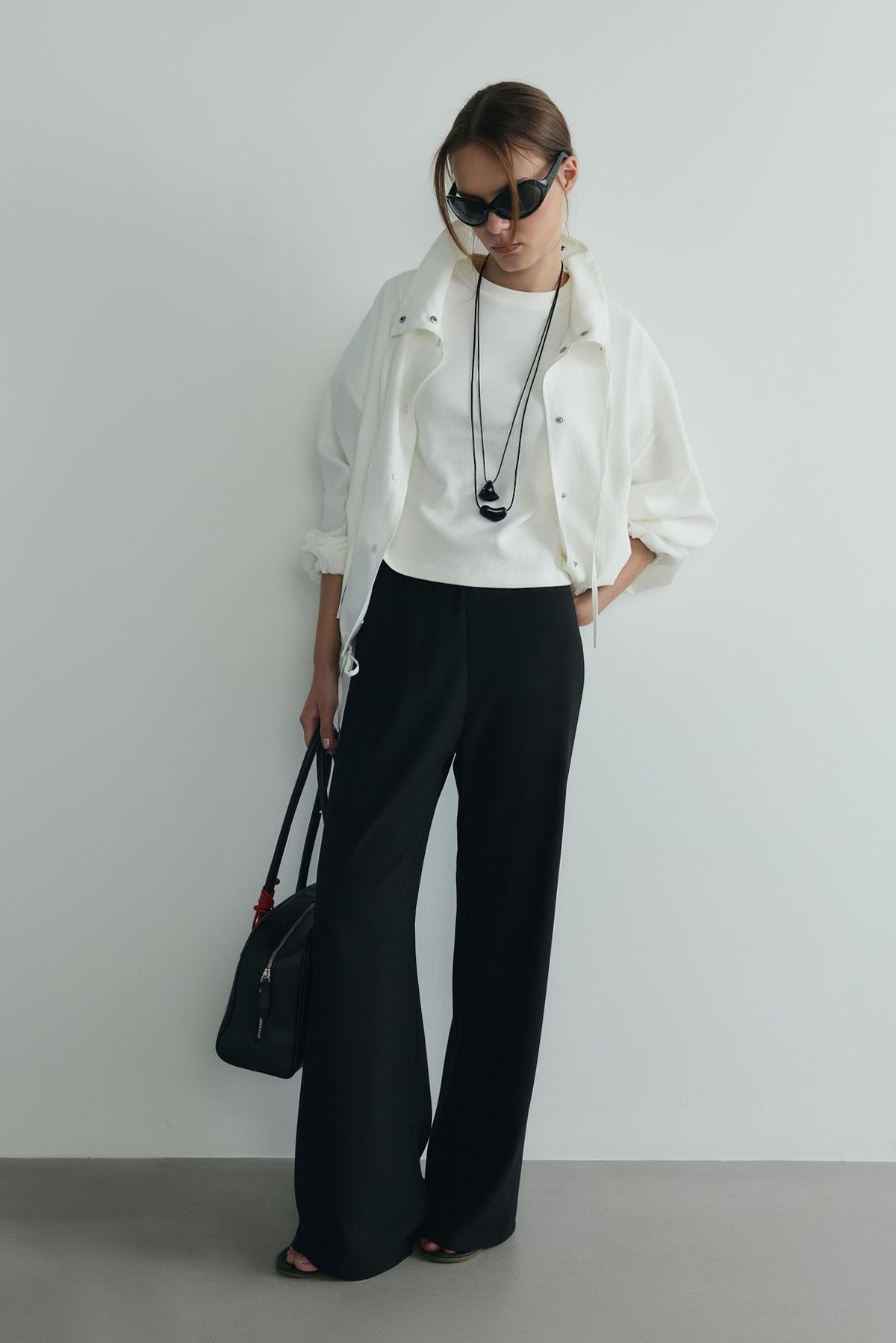 Siyah Pol Krep Pantolon